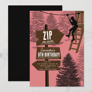 Zipline Rope Course Outdoor Park Adventure Bday Invitation