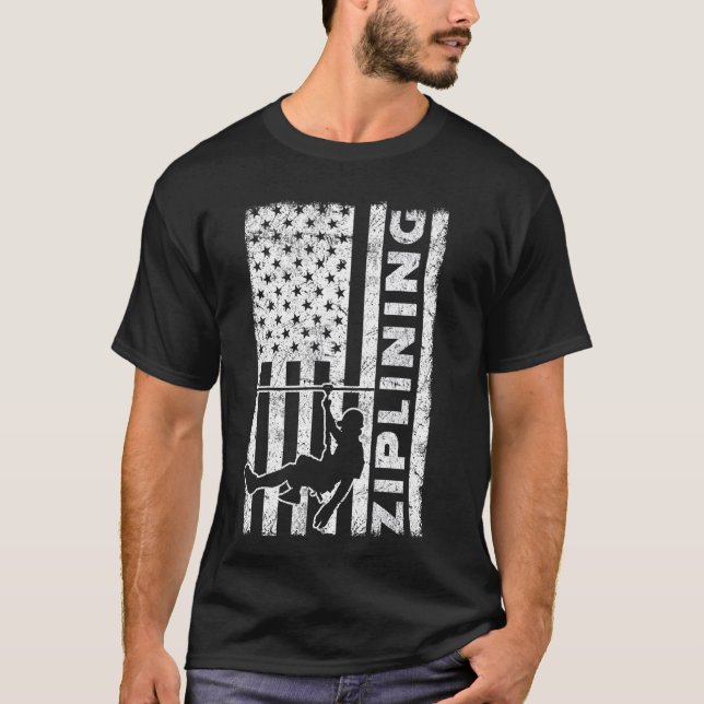 Zipline Ziplining USA T-Shirt (Front)