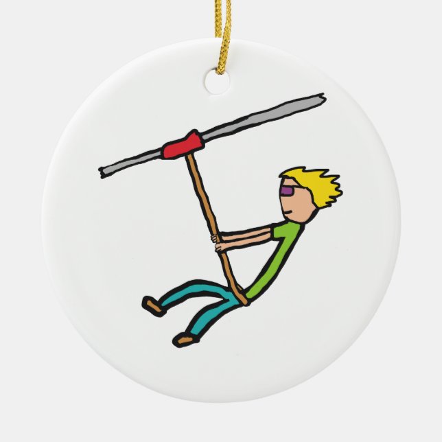 Ziplining Ceramic Ornament (Front)