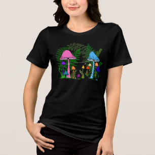 Ziplining Colorful Mushrooms Tri-Blend Shirt