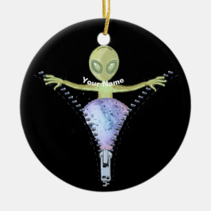 Zipper Alien Ceramic Ornament