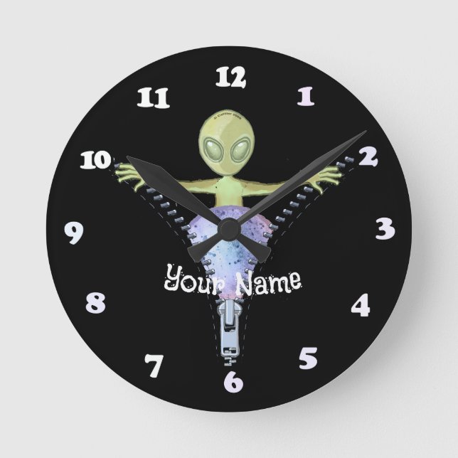 Zipper Alien  Round Clock (Front)