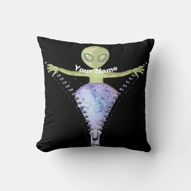 Zipper Alien  Throw Pillow (Front)