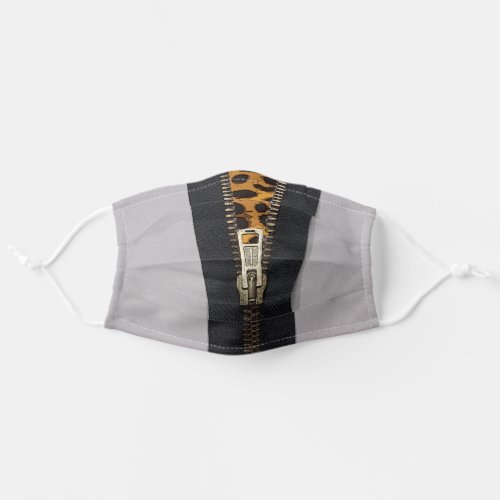 Zipper and Leopard Print Adult Cloth Face Mask