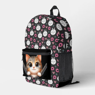 Zipper Cat Printed Backpack