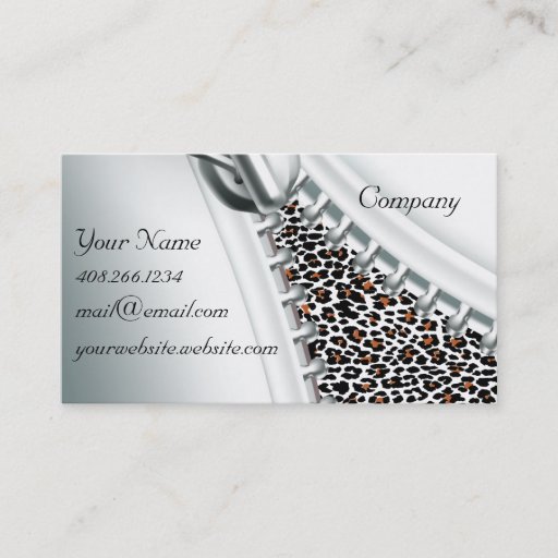 Customizable Zipper Cheetah Calendar Business Card
