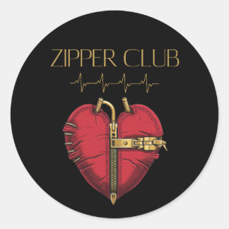 ZIPPER CLUB, heart transplant, open heart surgery Classic Round Sticker