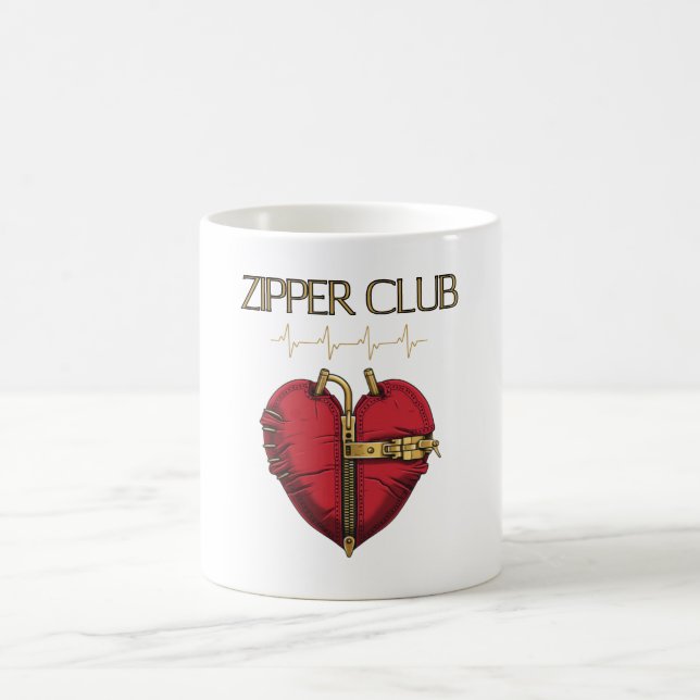 ZIPPER CLUB, heart transplant, open heart surgery Coffee Mug (Center)