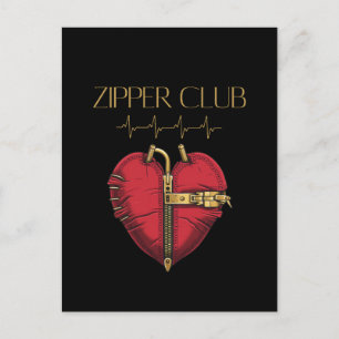 ZIPPER CLUB, heart transplant, open heart surgery Postcard