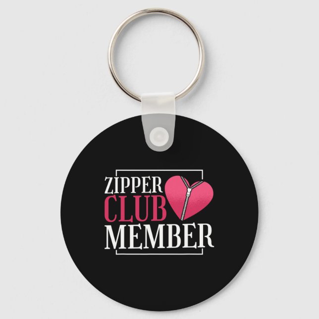 Zipper Club Member Heart Disease Awareness Red Hea Keychain (Front)