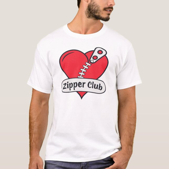 Zipper Club Open Heart Surgery Survivor Funny T-Shirt (Front)