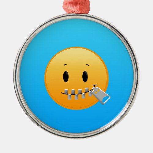 Zipper Emoji Metal Ornament