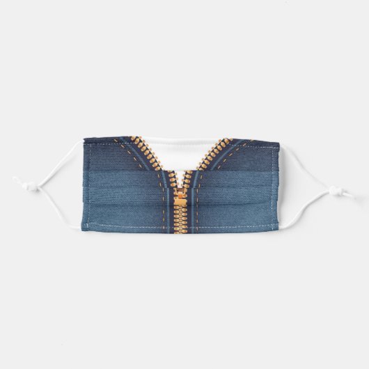Zipper faux denim fashion adult cloth face mask (Front, Folded)