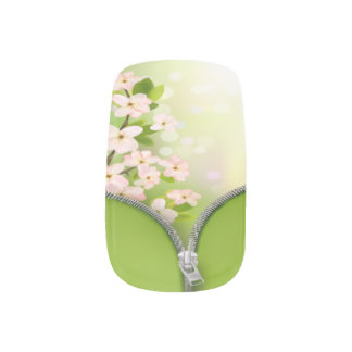 Zipper Me Green And Pink Minx Nail Art