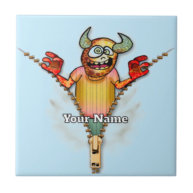 Zipper Monster Ceramic Tile (Front)