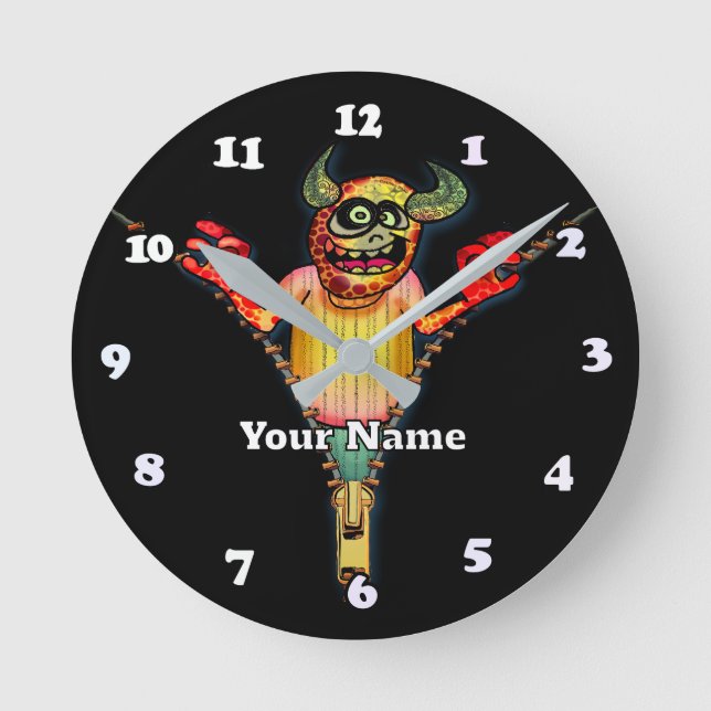Zipper Monster Round Clock (Front)