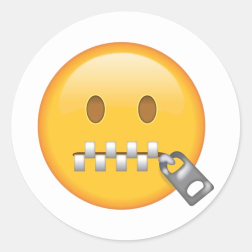 Zipper_Mouth Face _ Emoji Classic Round Sticker