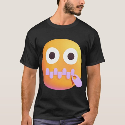 Zipper_Mouth Face Emoticon Lips Sealed Zip It T_Shirt
