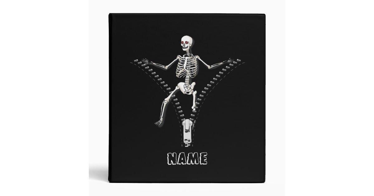 Zipper Skeleton custom name binder Zazzle