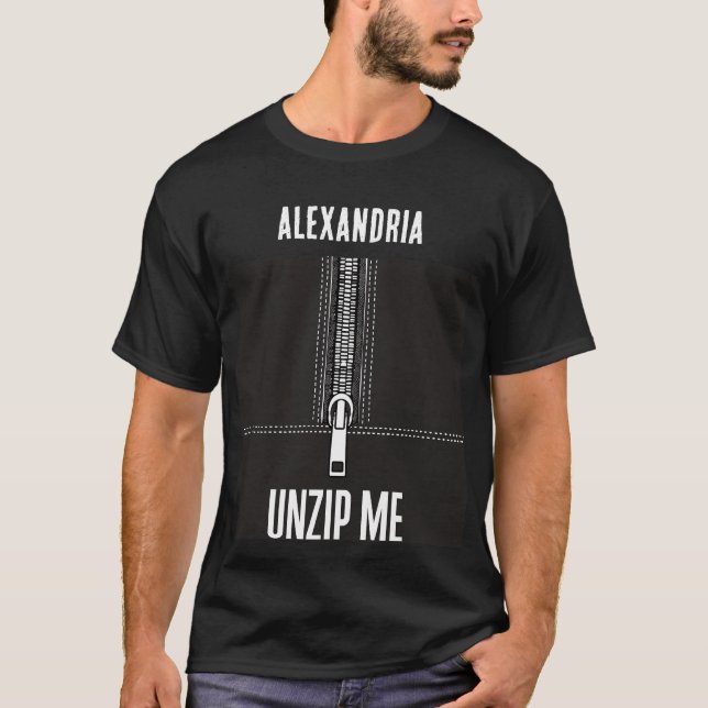 Zipper Unzip Here Naughty Funny Customizable Text  T-Shirt (Front)