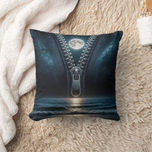Zipper Unzipping The Moonlight Throw Pillow