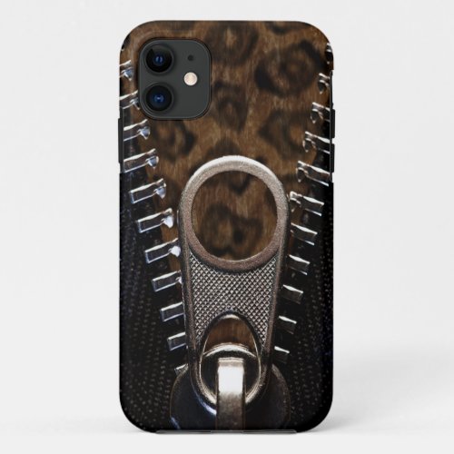 Zippered Leopard Print Fur iPhone 11 Case