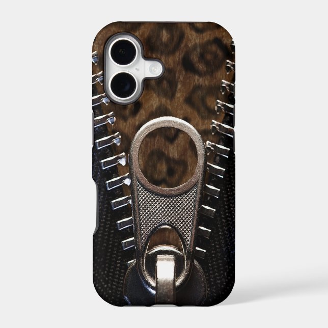 Zippered Leopard Print Fur Iphone Case (Back)