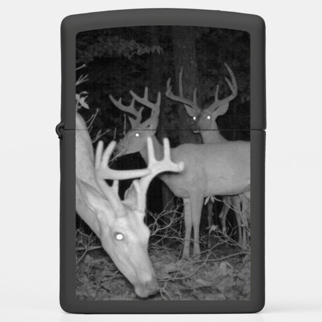 Zippo Black Deer Night Feed Pocket Lighter (Front)