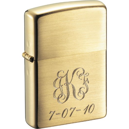 Zippo Brushed Finish Brass Armor Lighter- Zippo168 (engraved)