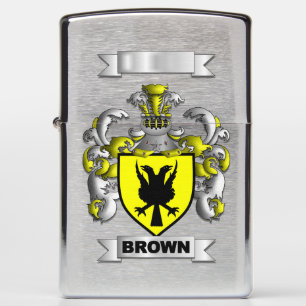 Zippo Lighter Brown Family Surname And Shield
