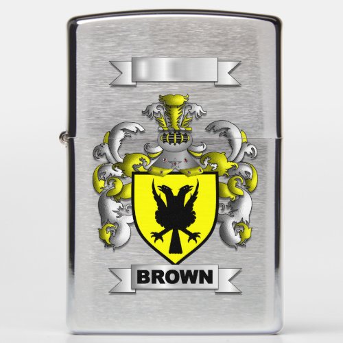 Zippo Lighter Brown Family Surname And Shield