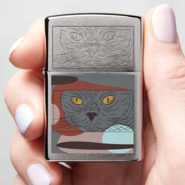 Zippo Lighter Cat Portrait (In Hand)