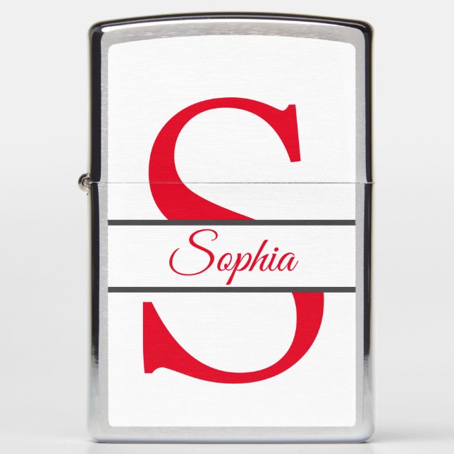 Zippo Lighter CUSTOM NAME "SOPHIA" IN RED (Front)
