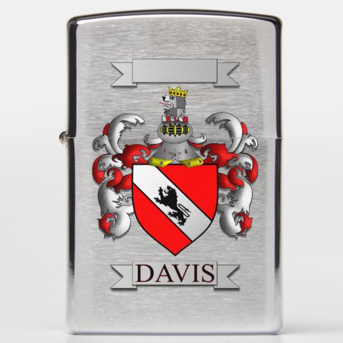 Zippo Lighter Davis Family Surname And Shield