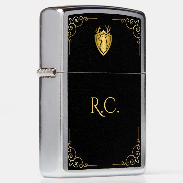 Zippo Lighter Elegant Black and Gold (Right)