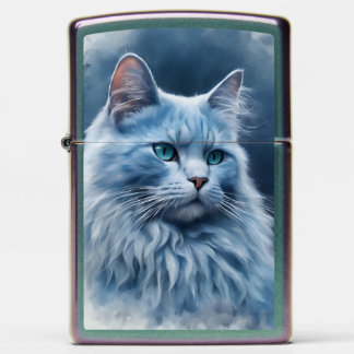 Zippo Lighter\Elegant White Cat Blue Eyes Artistic Lighter