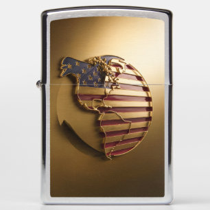 Zippo Lighter Engraved with Gold Map of America #1