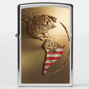 Zippo Lighter Engraved with Gold Map of America #4