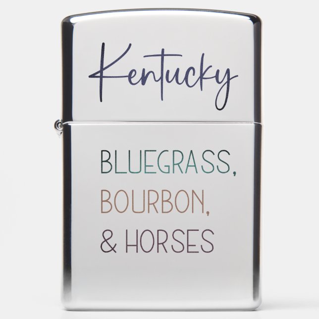 Zippo Lighter - Kentucky Bluegrass, Bourbon, Horse (Front)