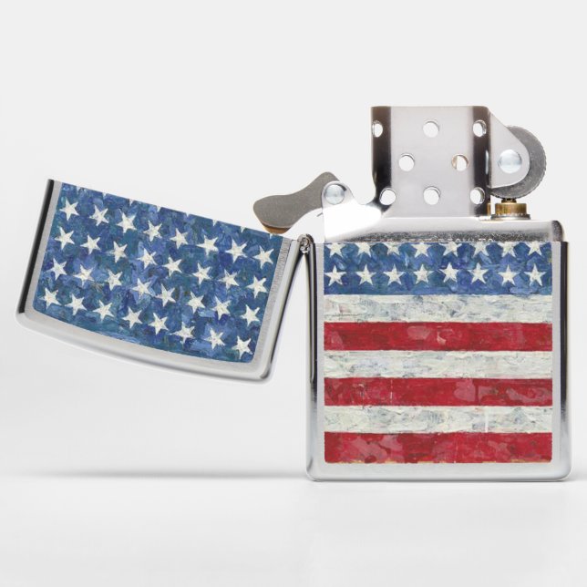 Zippo Lighter - USA Flag (Opened)