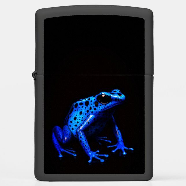 Zippo lighter with Electric Blue Tropical Frog (Front)
