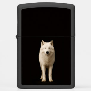 Zippo lighter with Elegant Ivory Arctic Wolf
