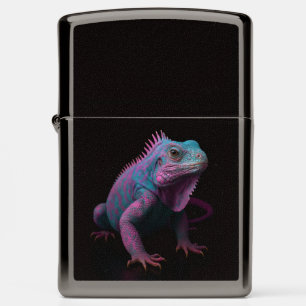 Zippo lighter with Funny Pink Iguana
