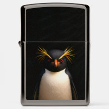 Zippo lighter with Funny Rockhopper Penguin