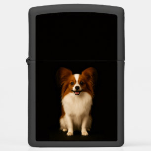 Zippo lighter with Refined Papillon Dog