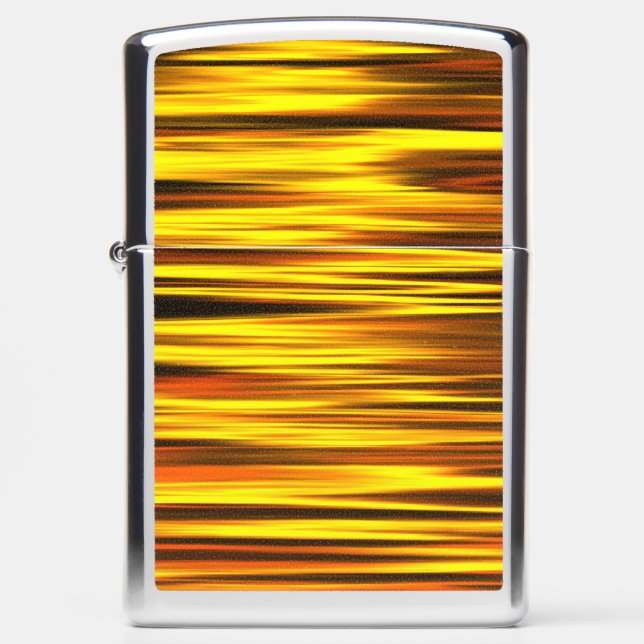 Zippo Lighter with Shiny Glitter Gold Design (Front)