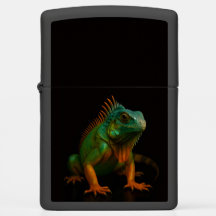 Zippo lighter with tropical Green Iguana