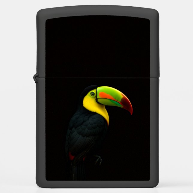 Zippo lighter with tropical Keel Billed Tucan (Front)