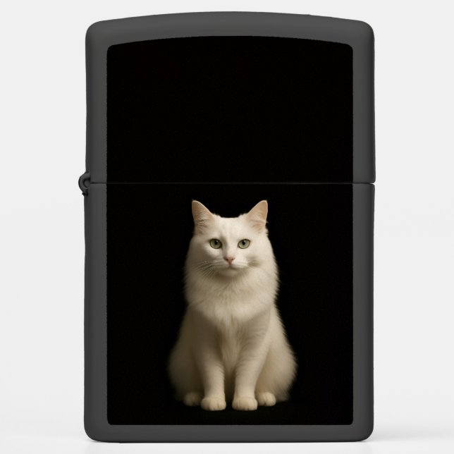 Zippo lighter with Turkish Angora Cat (Front)