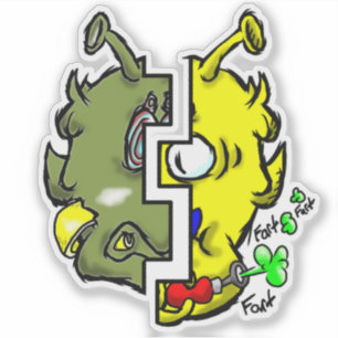 Zippy Trippy Alien Dazs 2-Face Yello/Gre Sticker
